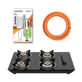 1 SF LPG STOVE 4B APOLLO ROUND NA..vb.|1 SF HOSE PIPE 1.5 MTR..|1 SF SPARK LIGHTER - ELEGANT (PACK OF 4)..vb