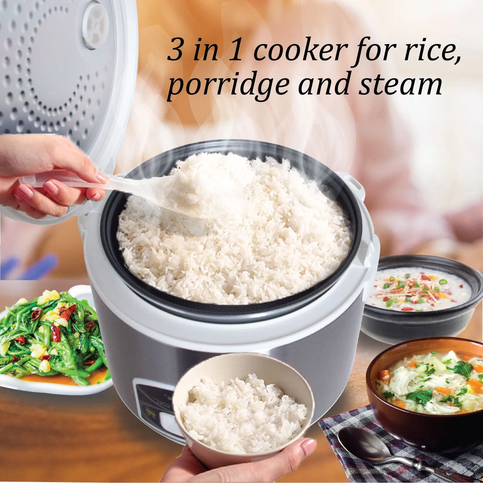 1.8L Rice Cooker with Porridge Function - Non-stick inner pot (PPRC42-Nonstick)