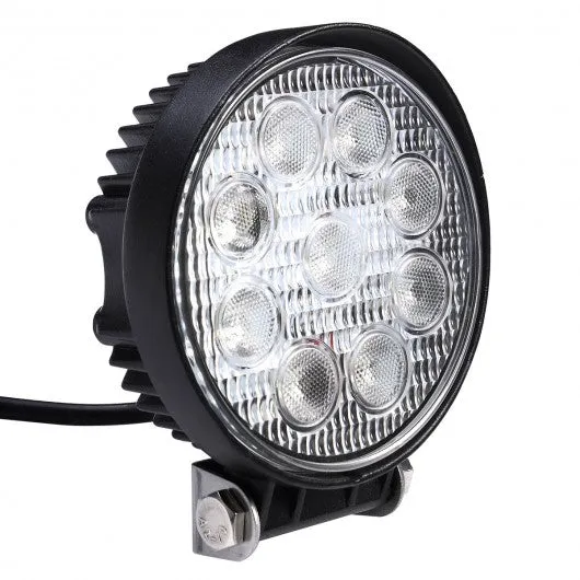 2 PCS 27W Round Flood Work Light Bar Fog Driving Lamp Truck Tractor SUV 9 LED