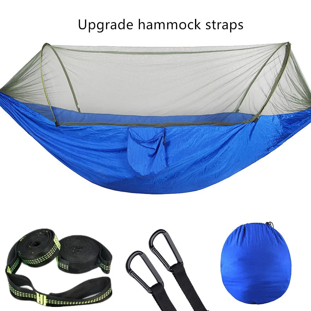 2023 Camping Hammock with Mosquito Net Pop-Up Light Portable Outdoor Parachute