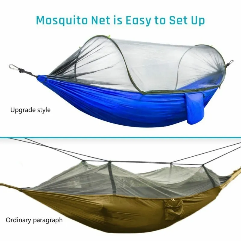 2023 Camping Hammock with Mosquito Net Pop-Up Light Portable Outdoor Parachute