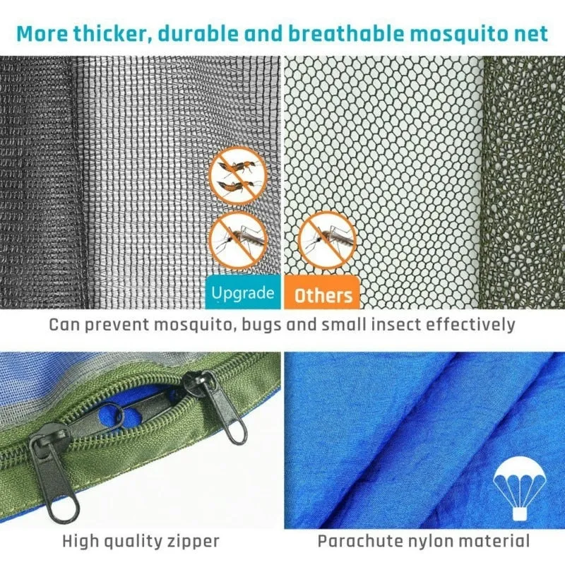 2023 Camping Hammock with Mosquito Net Pop-Up Light Portable Outdoor Parachute