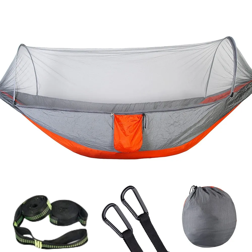 2023 Camping Hammock with Mosquito Net Pop-Up Light Portable Outdoor Parachute