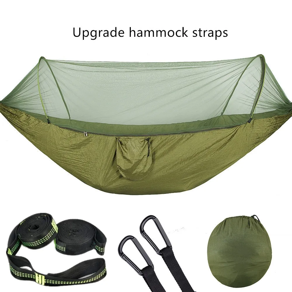 2023 Camping Hammock with Mosquito Net Pop-Up Light Portable Outdoor Parachute