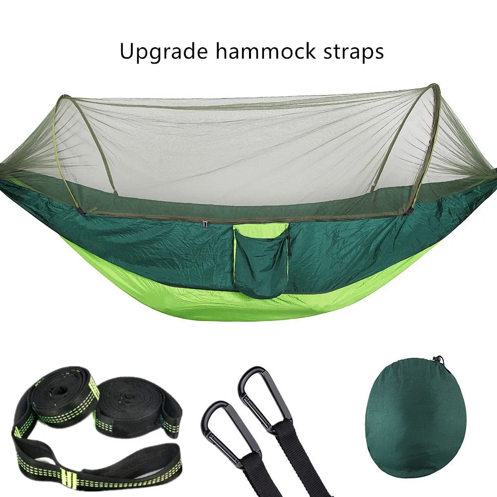 2023 Camping Hammock with Mosquito Net Pop-Up Light Portable Outdoor Parachute