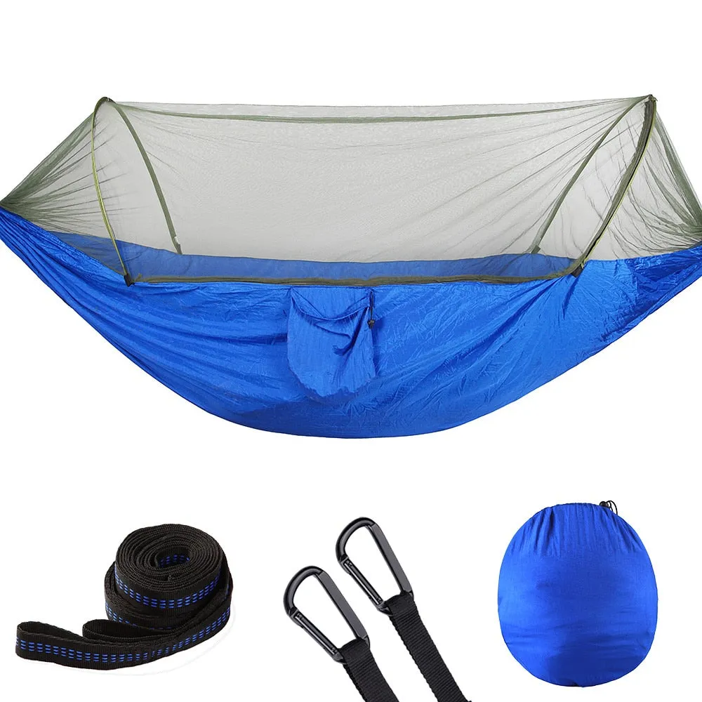 2023 Camping Hammock with Mosquito Net Pop-Up Light Portable Outdoor Parachute