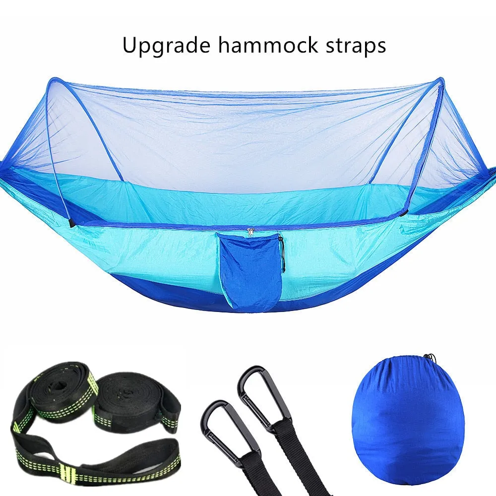 2023 Camping Hammock with Mosquito Net Pop-Up Light Portable Outdoor Parachute