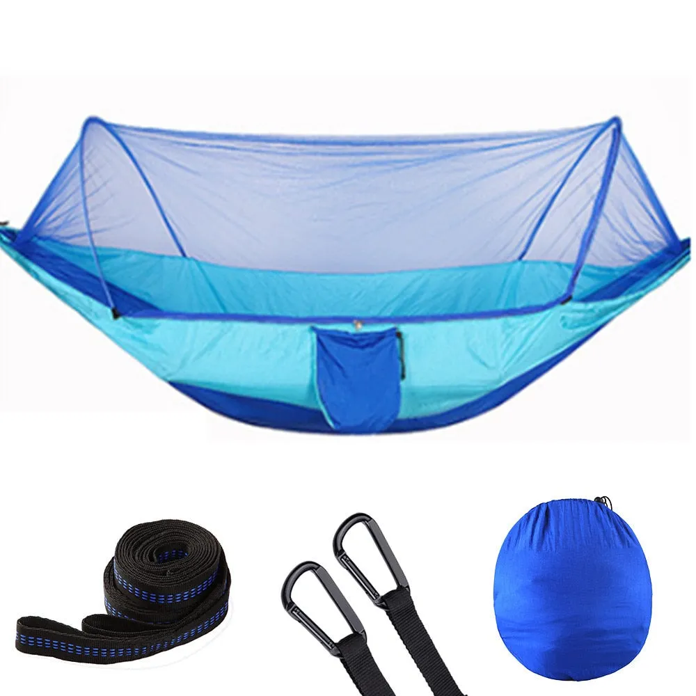 2023 Camping Hammock with Mosquito Net Pop-Up Light Portable Outdoor Parachute