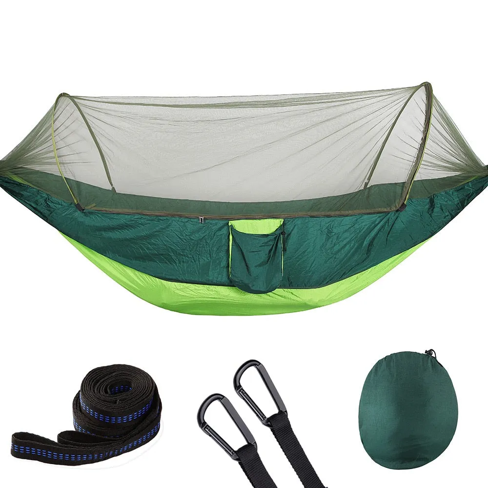 2023 Camping Hammock with Mosquito Net Pop-Up Light Portable Outdoor Parachute