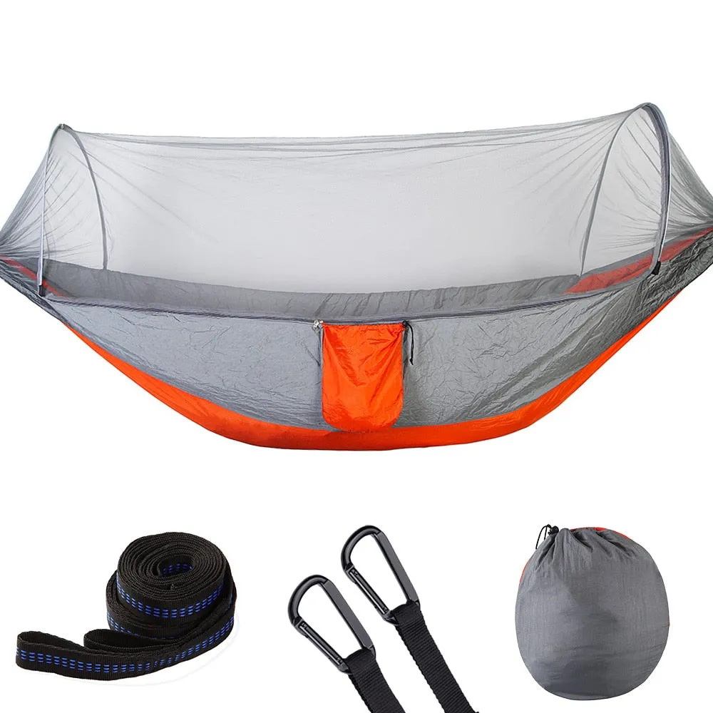 2023 Camping Hammock with Mosquito Net Pop-Up Light Portable Outdoor Parachute