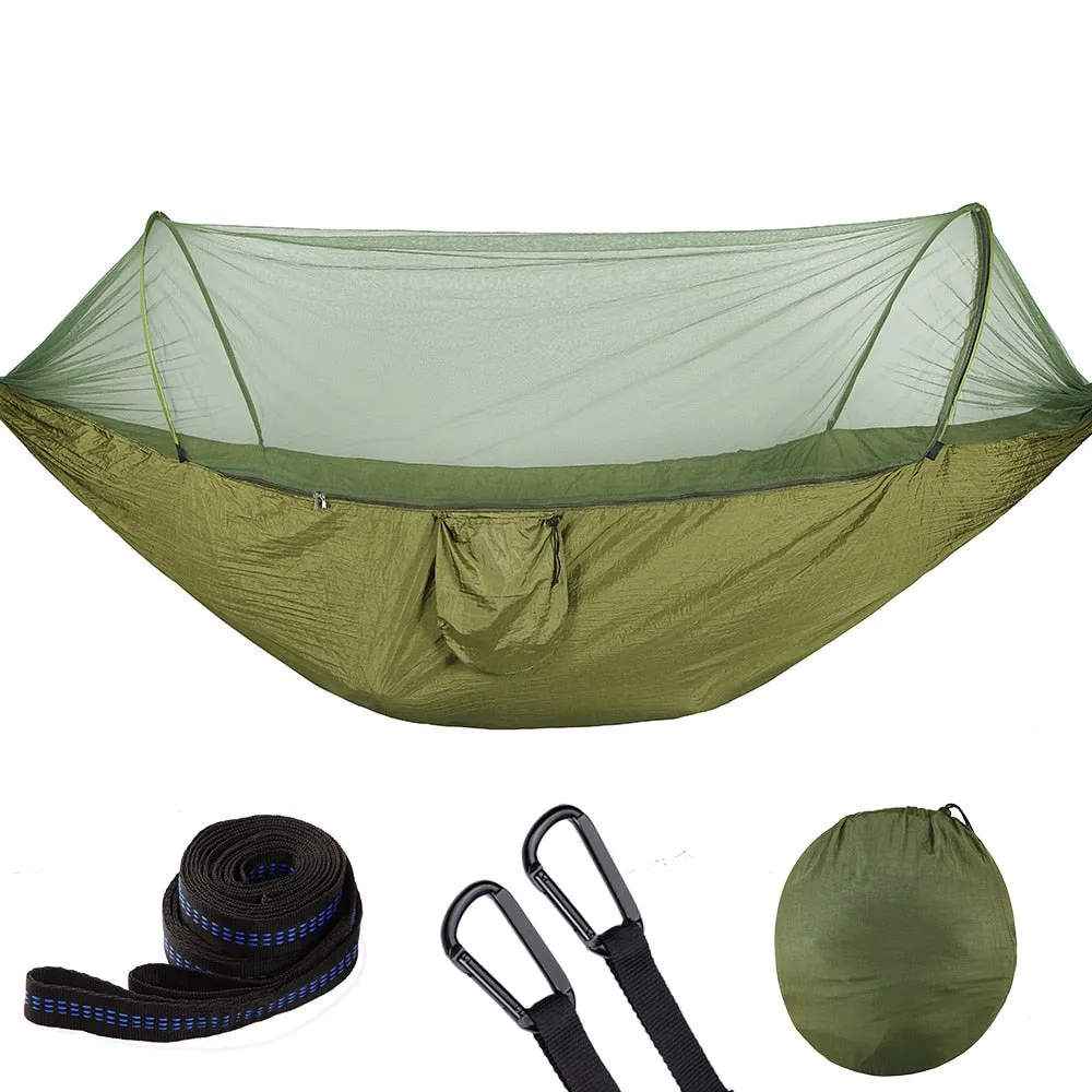 2023 Camping Hammock with Mosquito Net Pop-Up Light Portable Outdoor Parachute