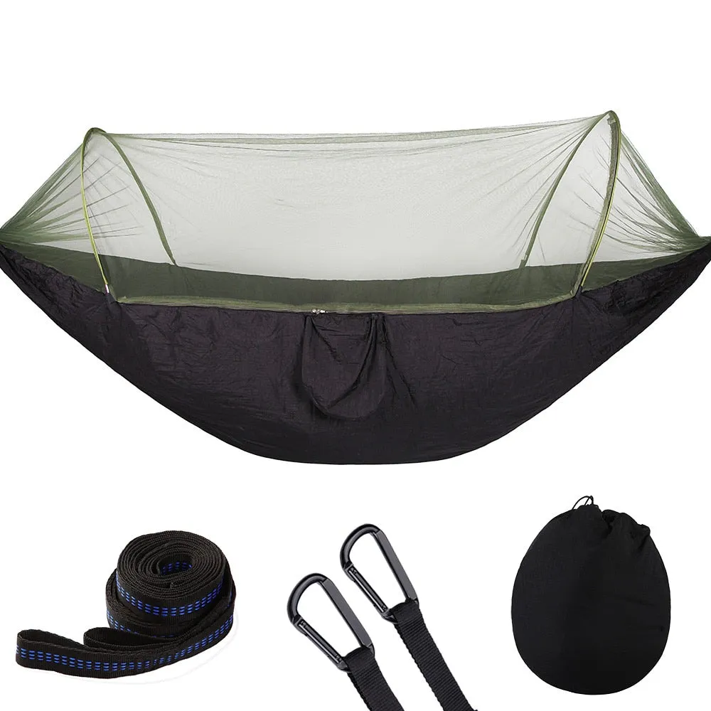 2023 Camping Hammock with Mosquito Net Pop-Up Light Portable Outdoor Parachute