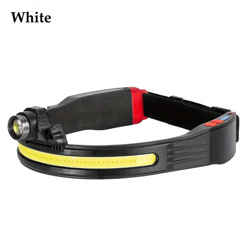 2023 New Trendy LED Headlamp Mini Multifunctional With Warning Headlight COB Outdoor Adventure Fishing Bright Light Flashlight