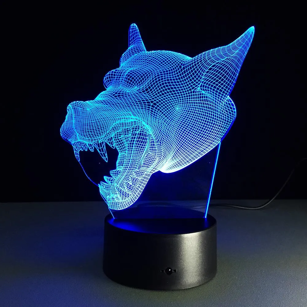 3D Lamp 7 Color Wolf Led Night Lamps for Kids Touch Led USB Table Lampara Baby Sleeping Night Light