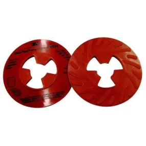 3M Abrasive Disc Pad Face Plate, Ribbed Retainer Nut, 5 in dia, Extra Hard, Red