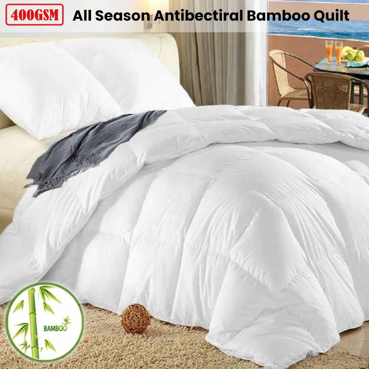 400GSM All Season Antibectiral Bamboo Quilt Super King