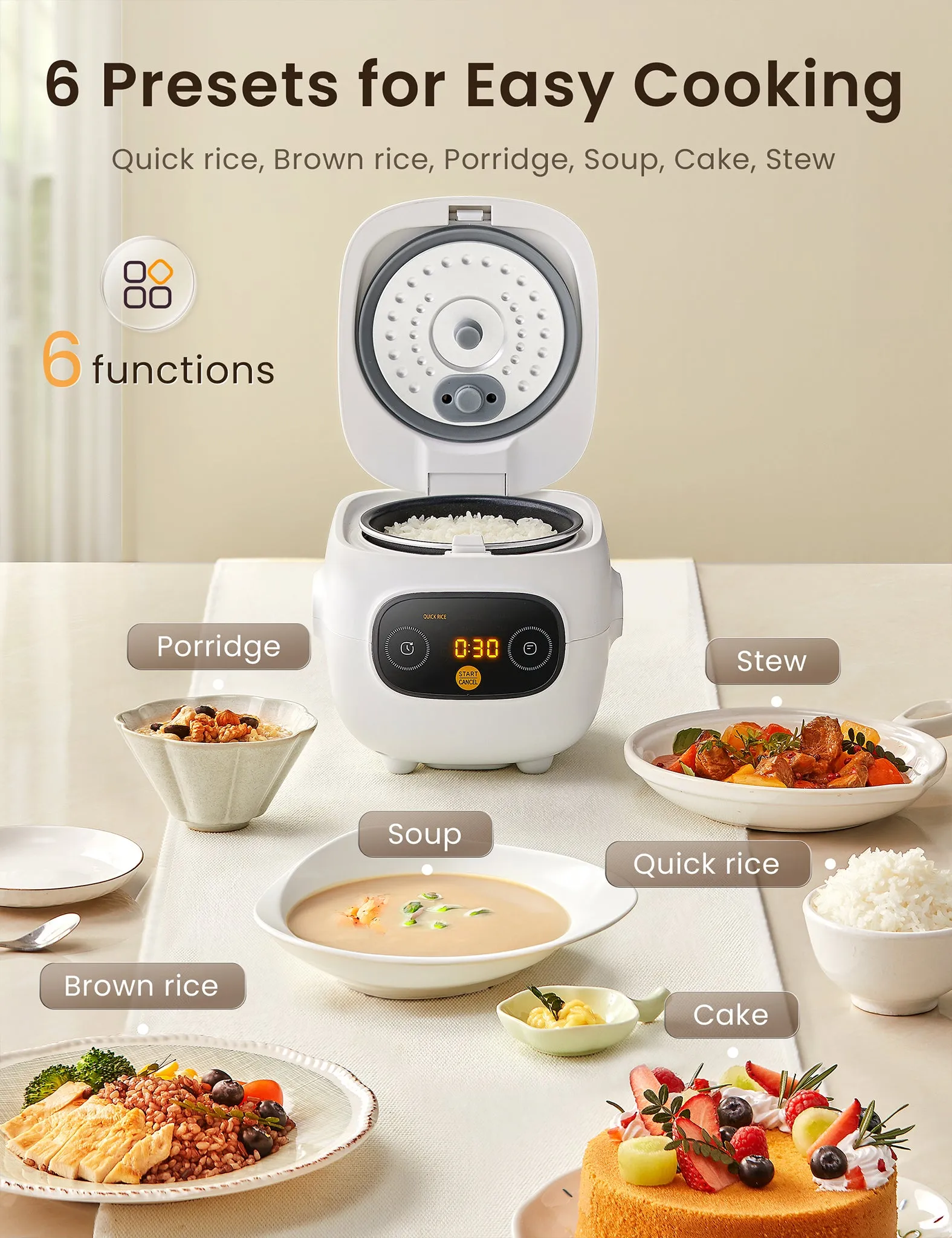 5 Cups Cooked Mini Rice Cooker