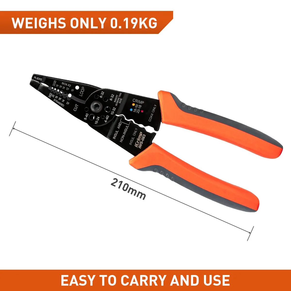 5-in-1 Multi-function Tool, 8" Wire Stripper, Cable Cutter, Crimper