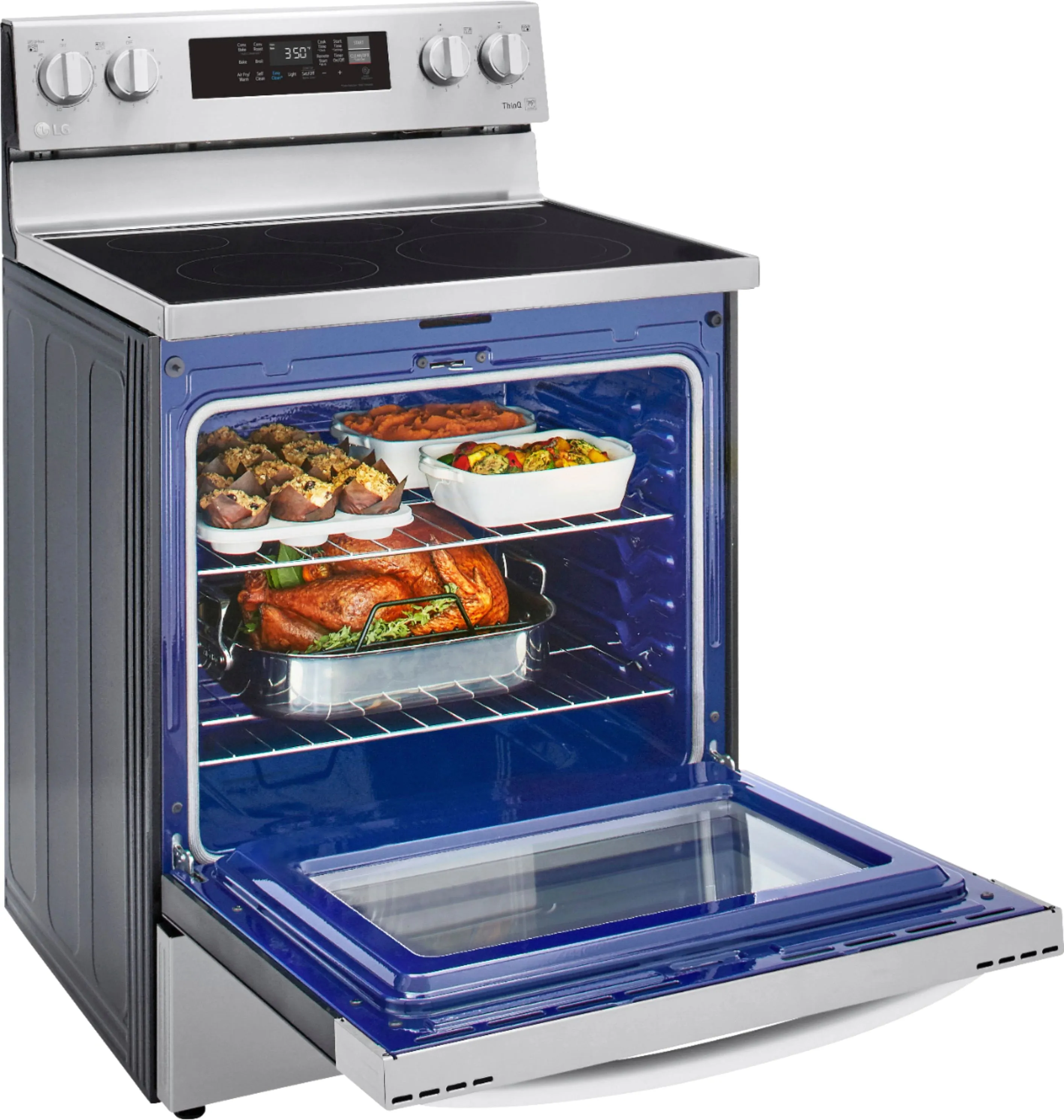 6.3 Cu. Ft. Smart Freestanding Electric Convection Range with EasyClean, Air Fry and InstaView - Stainless steel