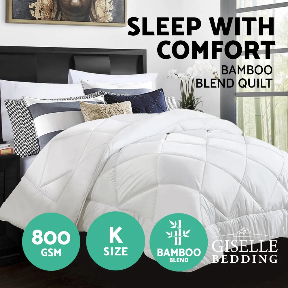 800GSM Bamboo Microfibre King Quilt Anti-bacterial Giselle Bedding