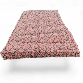 Adim's Soft Cotton Box Quilt Mattress | Mattress offers a combination of comfort, durability, and style, making it an excellent choice for a restful night's sleep.(72X36 X5 Inches) Red jacquard Design