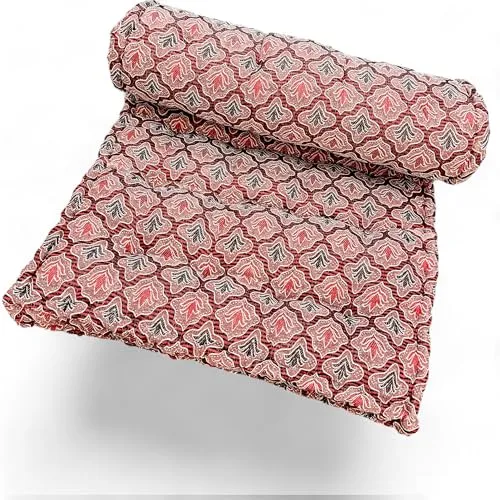 Adim's Soft Cotton Box Quilt Mattress | Mattress offers a combination of comfort, durability, and style, making it an excellent choice for a restful night's sleep.(72X36 X5 Inches) Red jacquard Design