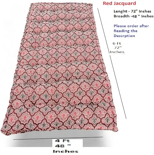 Adim's Soft Cotton Box Quilt Mattress | Mattress Offers a Combination of Comfort, Durability, and Style, Making it an Excellent Choice for a restful Night's Sleep.(72X48X5 Inches) Red Jacquard Design