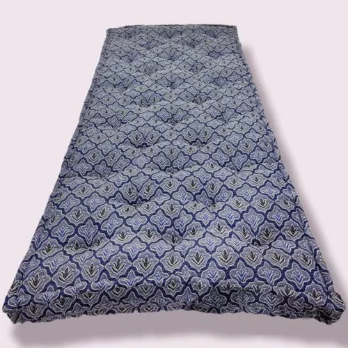 Adim's Soft Cotton Box Quilt Mattress | Mattress offers a combination of comfort, durability and style,making it an excellent choice for a restful night's sleep.(36 X72 X5 Inches) Blue jacquard Design