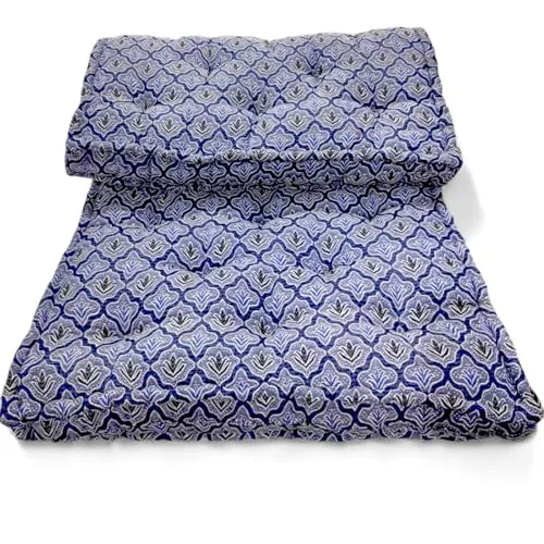 Adim's Soft Cotton Box Quilt Mattress | Mattress offers a combination of comfort, durability and style,making it an excellent choice for a restful night's sleep.(36 X72 X5 Inches) Blue jacquard Design