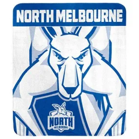 AFL Polar Fleece Blanket - North Melbourne Kangaroos - 150x130cm - Throw Rug