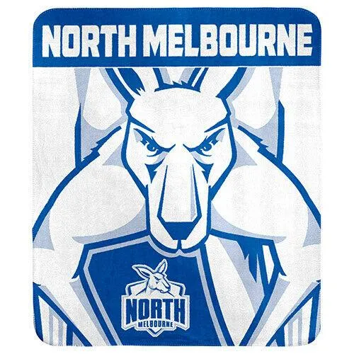 AFL Polar Fleece Blanket - North Melbourne Kangaroos - 150x130cm - Throw Rug