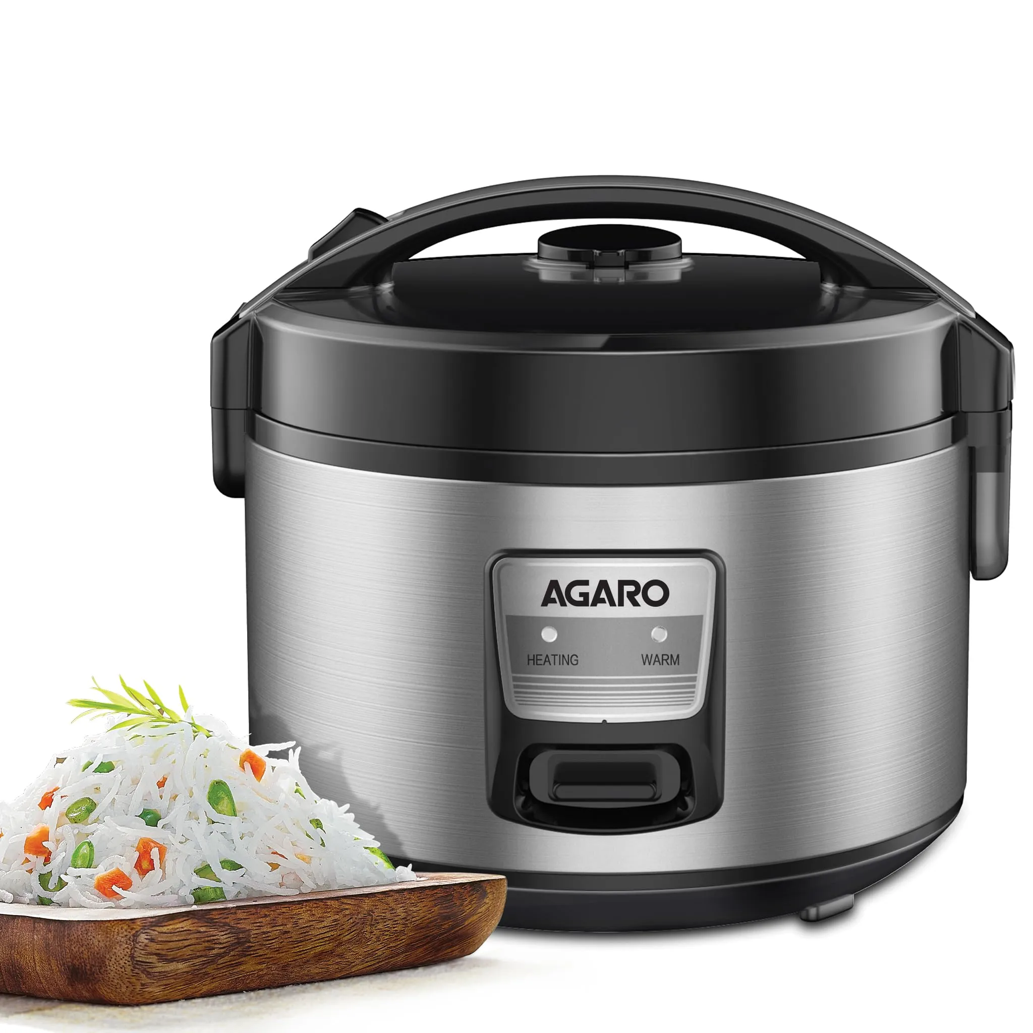 AGARO Regency Electric Rice Cooker, 5L Ceramic Coated Inner Bowl, Keep Warm Function, Silver & Black, 5 Liter