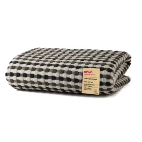 Anko Australia 100% Cotton 520 GSM Large Malmo Bath Towel | Set of 1 | Super-Soft, Absorbent, Quick-Drying | Olive Green Checkered Towel for Men, Women & Kids | 140x70 cm |Travel, Gym, Spa Towel