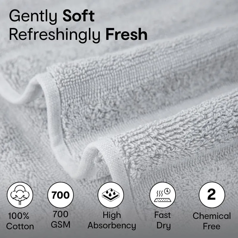 Anko Australia 100% Cotton 700 GSM XL Ribbed Bath Towel | Set of 2 | Super-Soft, Absorbent, Quick-Drying | Grey Towel for Men, Women & Kids | 150x75 cm |Travel, Gym, Spa Towel