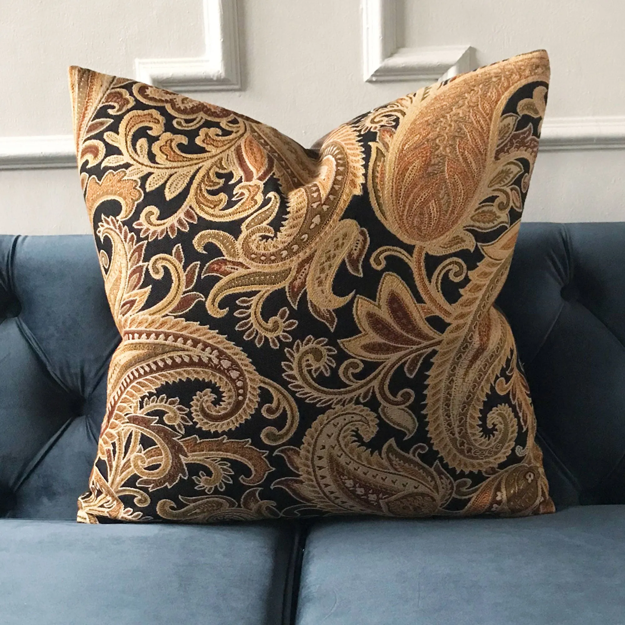 Antique Paisley Floral Throw Pillow Cover 20x20