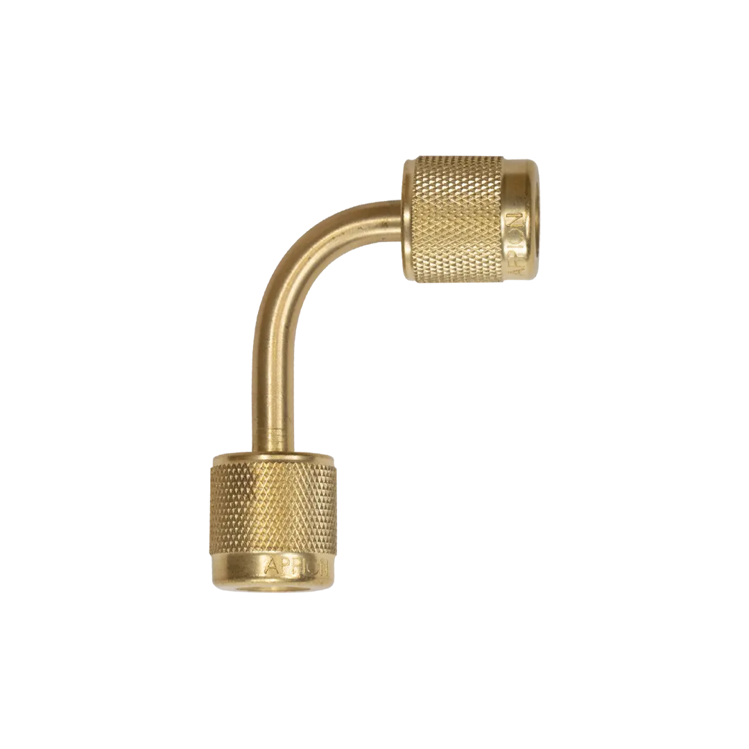 Appion VFL90L MegaSeal 4in 90° Vacuum-Rated Connector - (2) 1/4in Female Flare Swivel Fittings