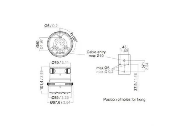 Aqua Signal Series 34 LED - 12/24V Masthead Navigation Light