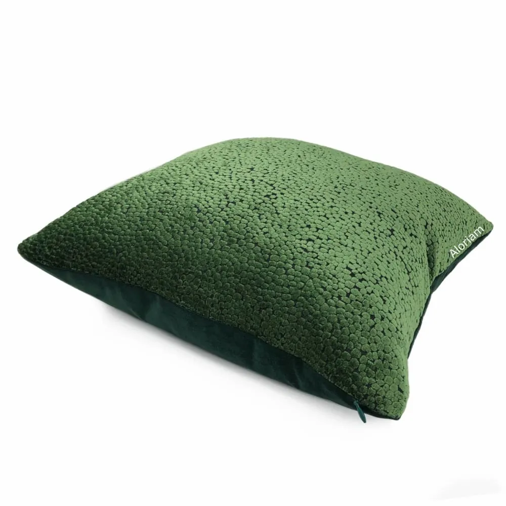 Ascott Forest Green Abstract Cut Velvet Dots Pillow Cover