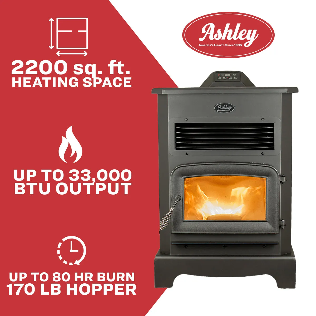 Ashley Hearth AP5622 Pellet Stove 2,200 sq. ft. 170 lb Hopper with Remote New