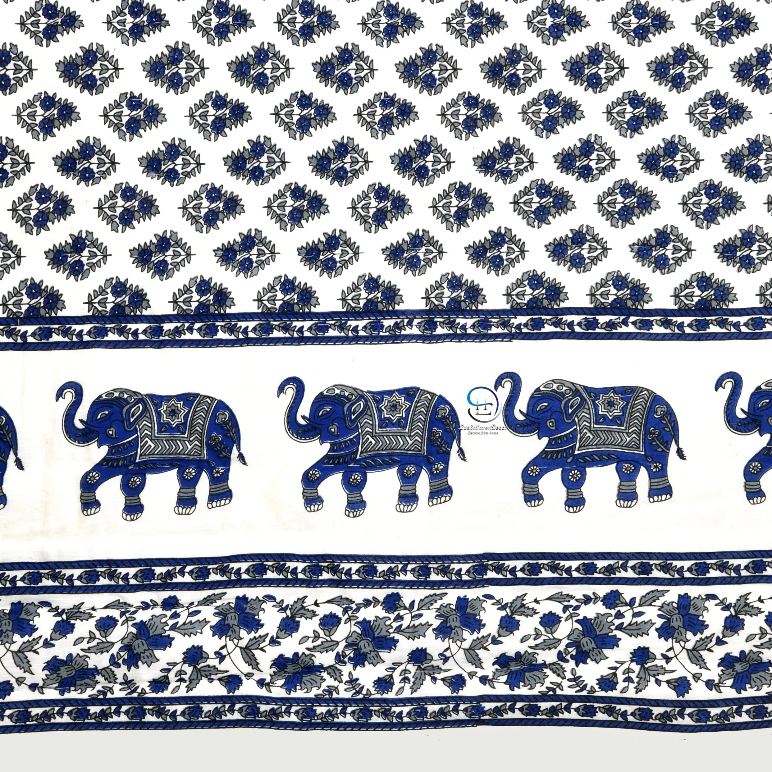 AUROSTYLE 400 Gsm Jaipuri Hand Block And Elephant Screen Printed Summer And Winter Cotton Double Bed Quilt Razai - King Size - 90 X 105 Inch (Double Bed, Design 4), Lightweight (Multicolor)