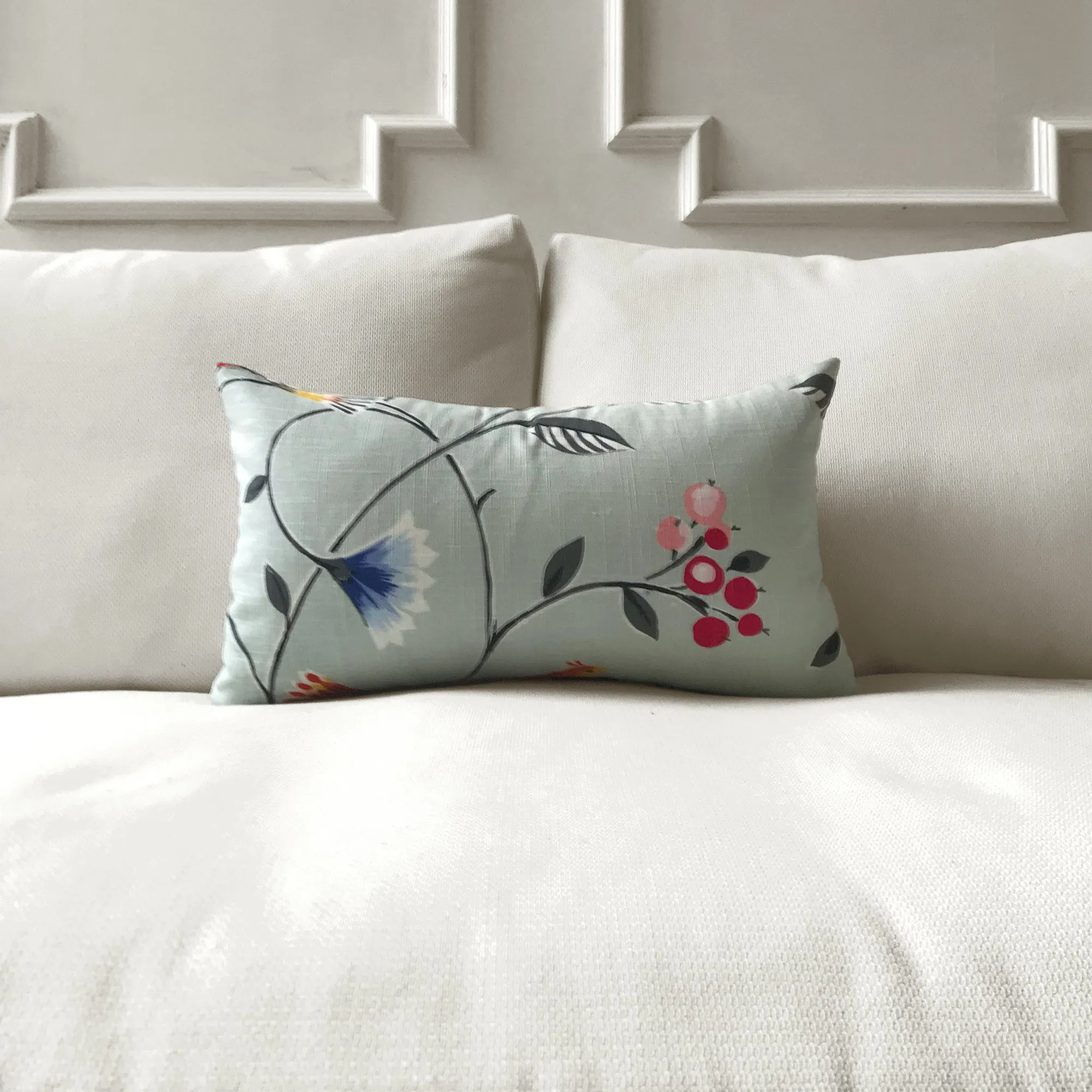 Baby Blue Springtime Lumbar Pillow Cover 13x22