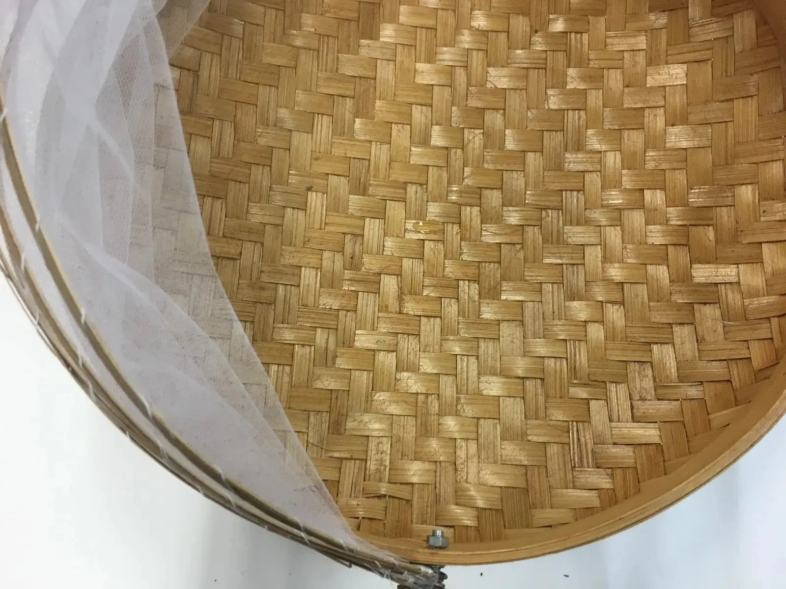 Bamboo Net Basket Round Set of 3 Picnic Cover Plate Prevent Insects Food Storage BHW06