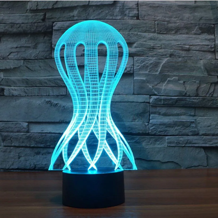 Beauty Creative Jellyfish 3d Light Colorful Led Vision Light Gift Atmosphere Lamp