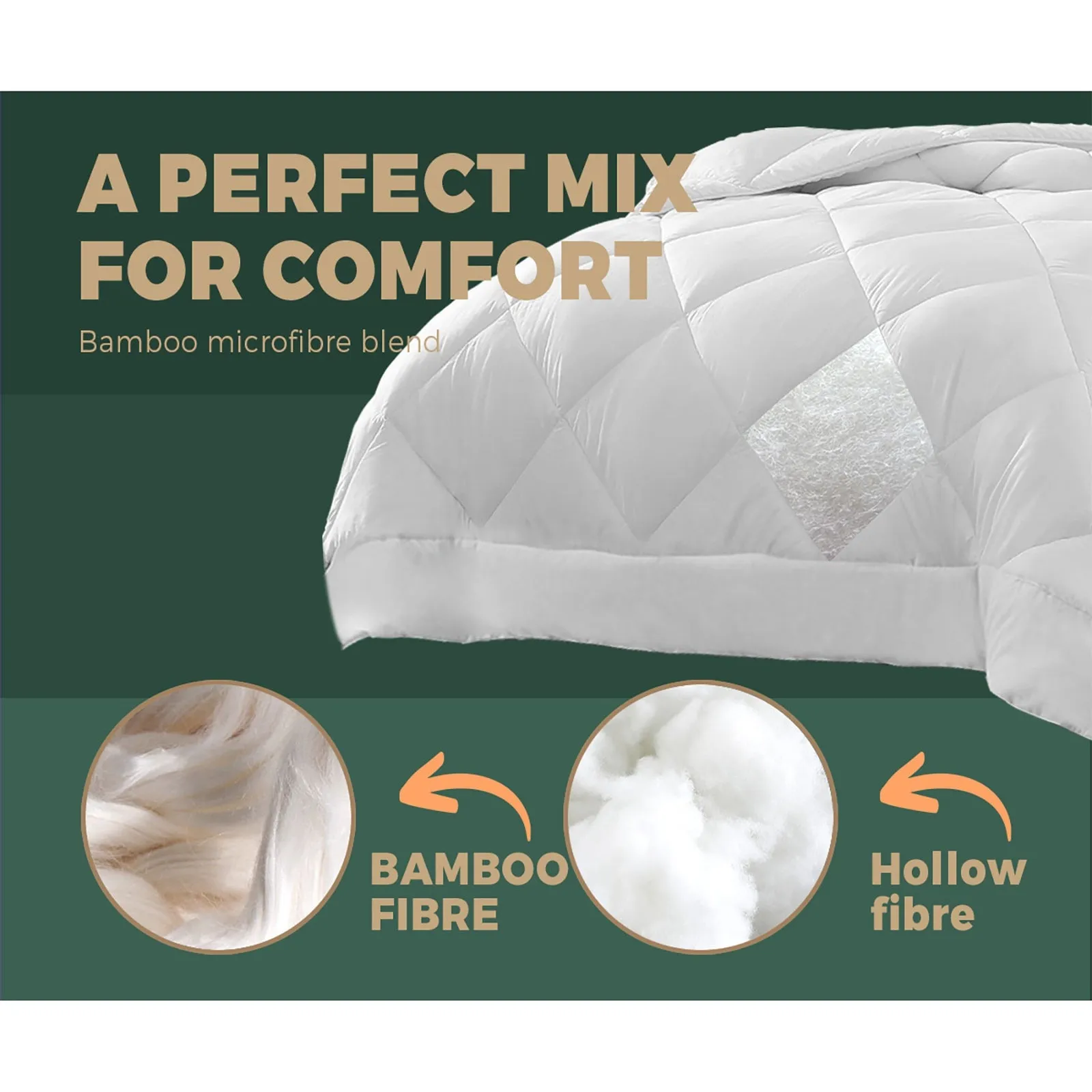 Bedra Microfibre Bamboo Quilt 400GSM Summer Winter Duvet Doona All Season Double