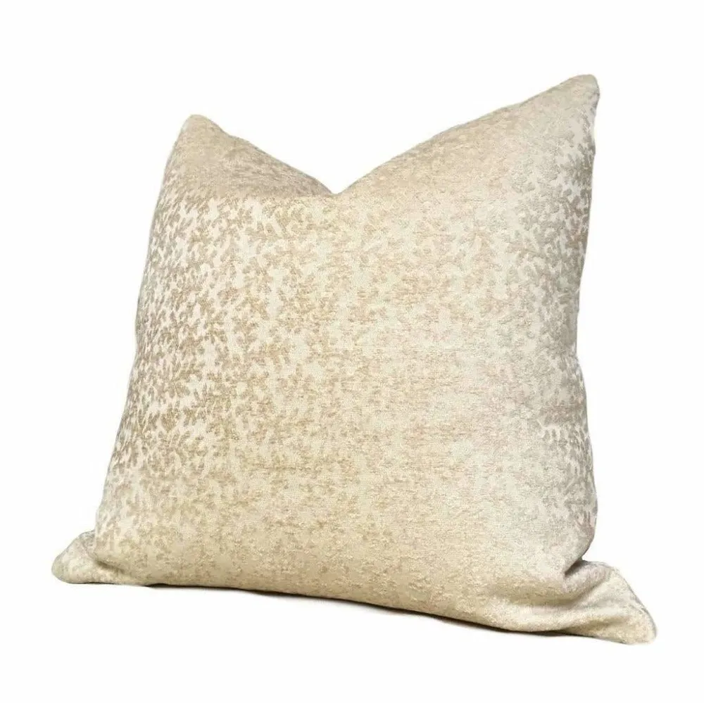 Beige Coral Reef Botanical Texture Pattern Chenille Pillow Cover