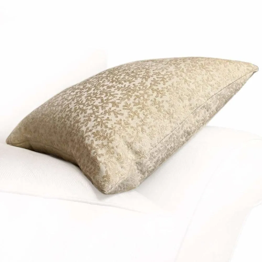 Beige Coral Reef Botanical Texture Pattern Chenille Pillow Cover