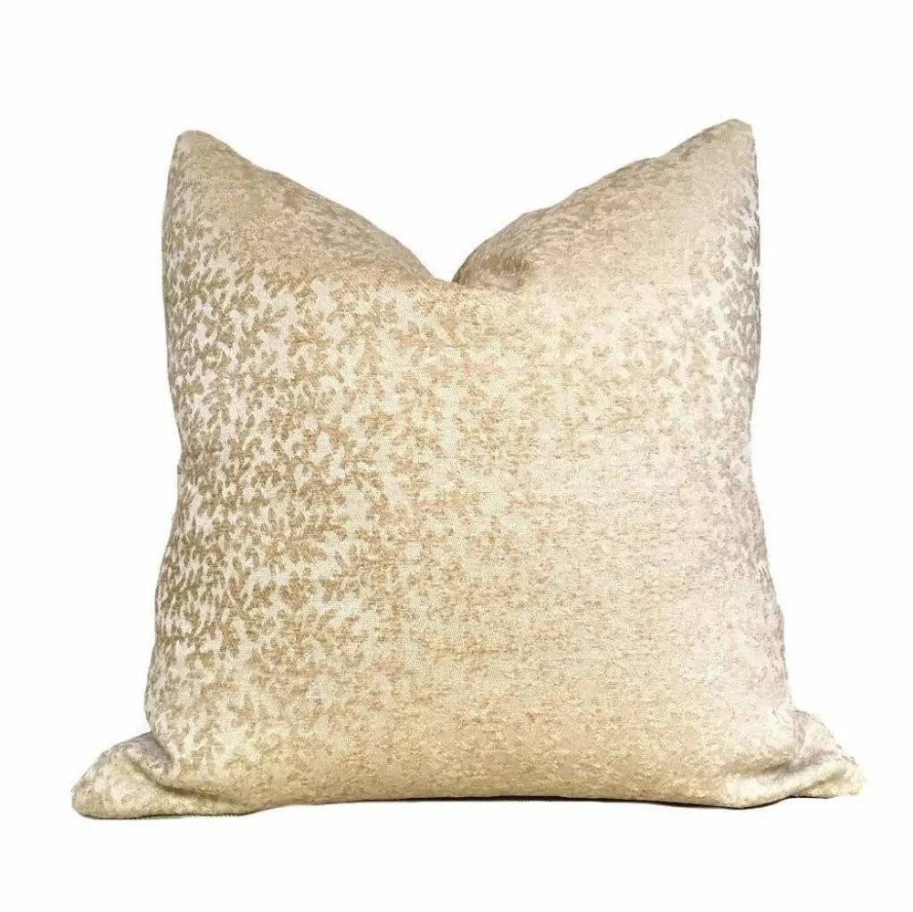 Beige Coral Reef Botanical Texture Pattern Chenille Pillow Cover