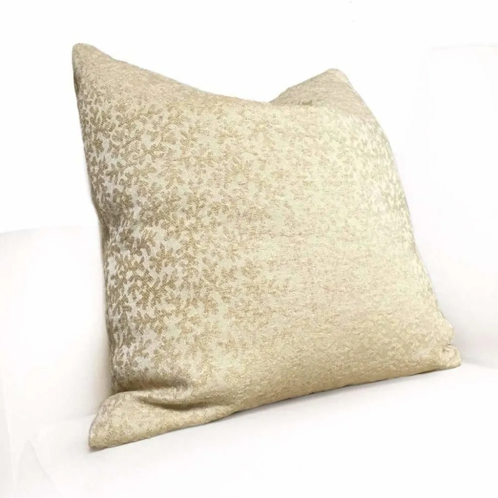 Beige Coral Reef Botanical Texture Pattern Chenille Pillow Cover