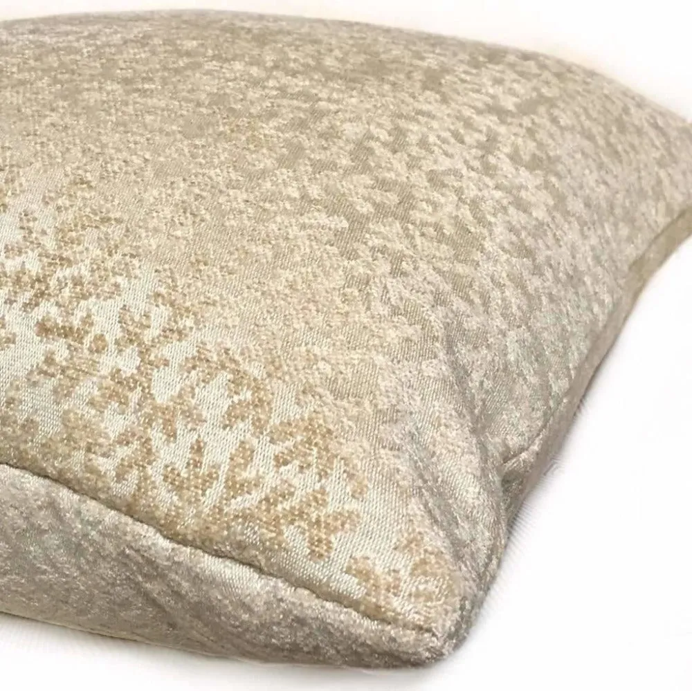 Beige Coral Reef Botanical Texture Pattern Chenille Pillow Cover