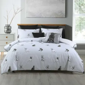 Bianca Bedding FRENCH BULLDOG QUILT COVER SET SILVER